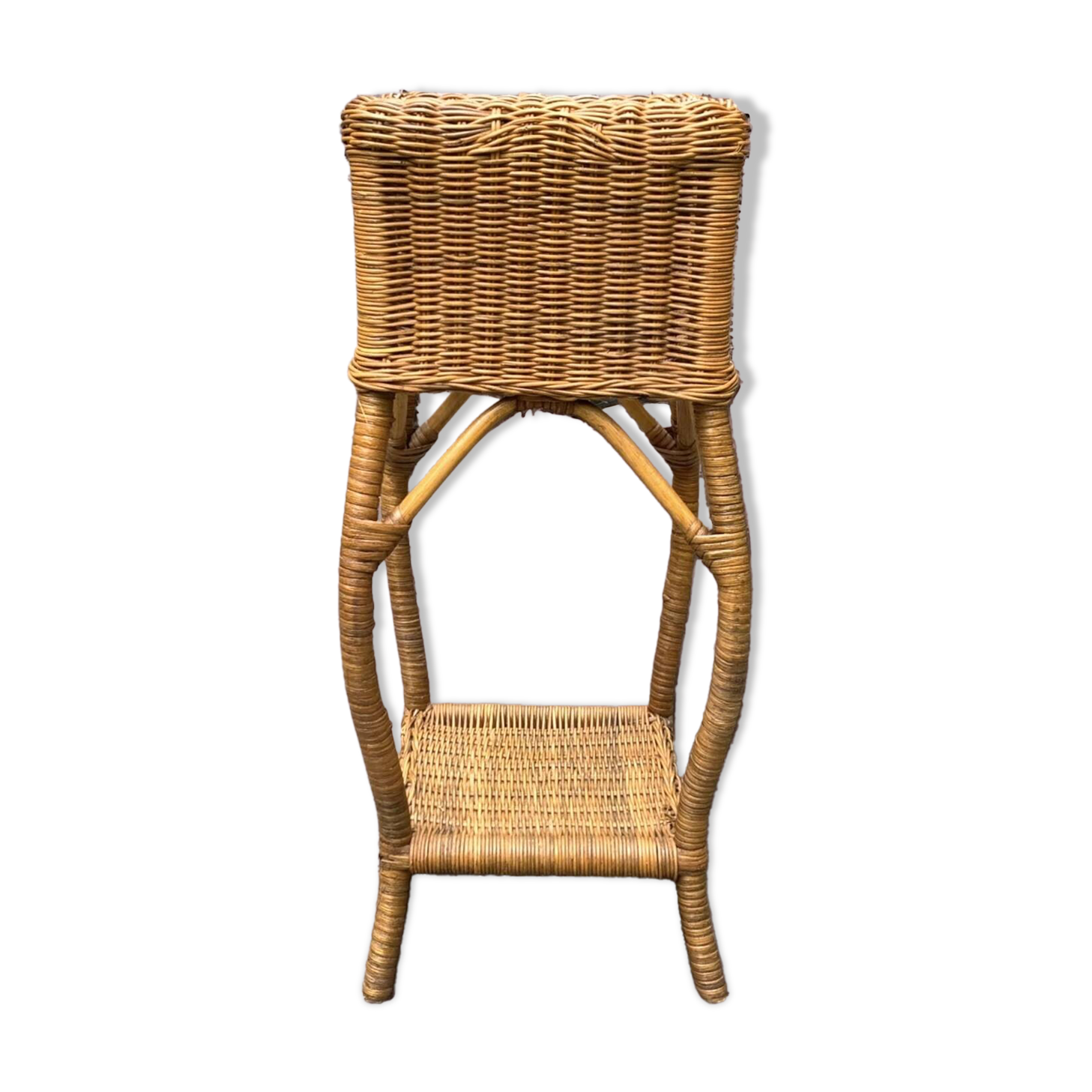 Vintage wicker and bamboo plant holder