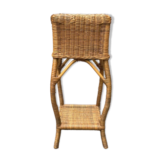 Vintage wicker and bamboo plant holder