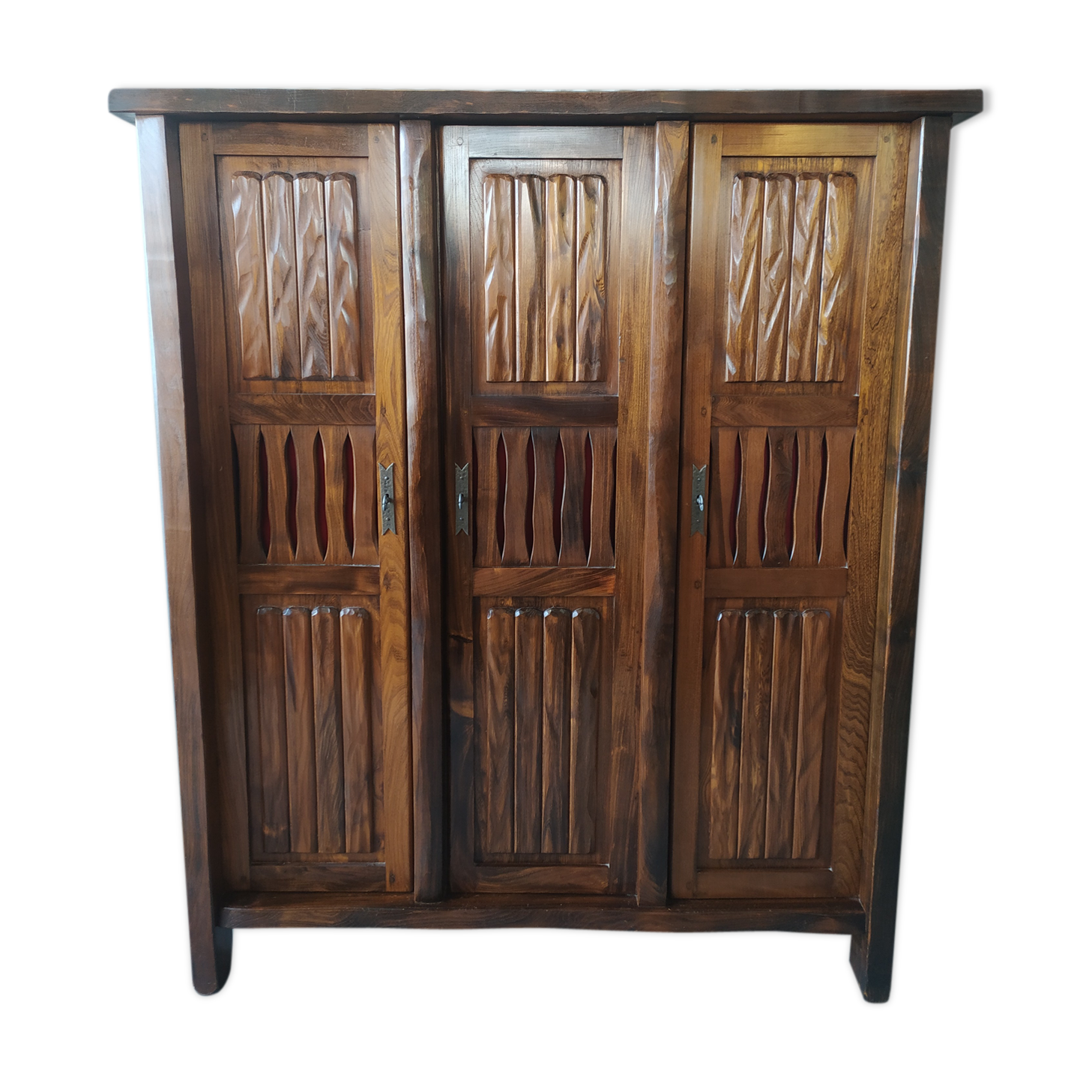 3-door brutalist cabinet in solid elm