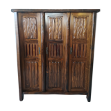 3-door brutalist cabinet in solid elm