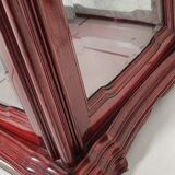Showcase low glass beveled exotic wood
