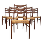 Set of 6 GS90 chairs by Arne Wahl Iversen — teak and paper cord, Glyngøre Stolefabrik, 1960s