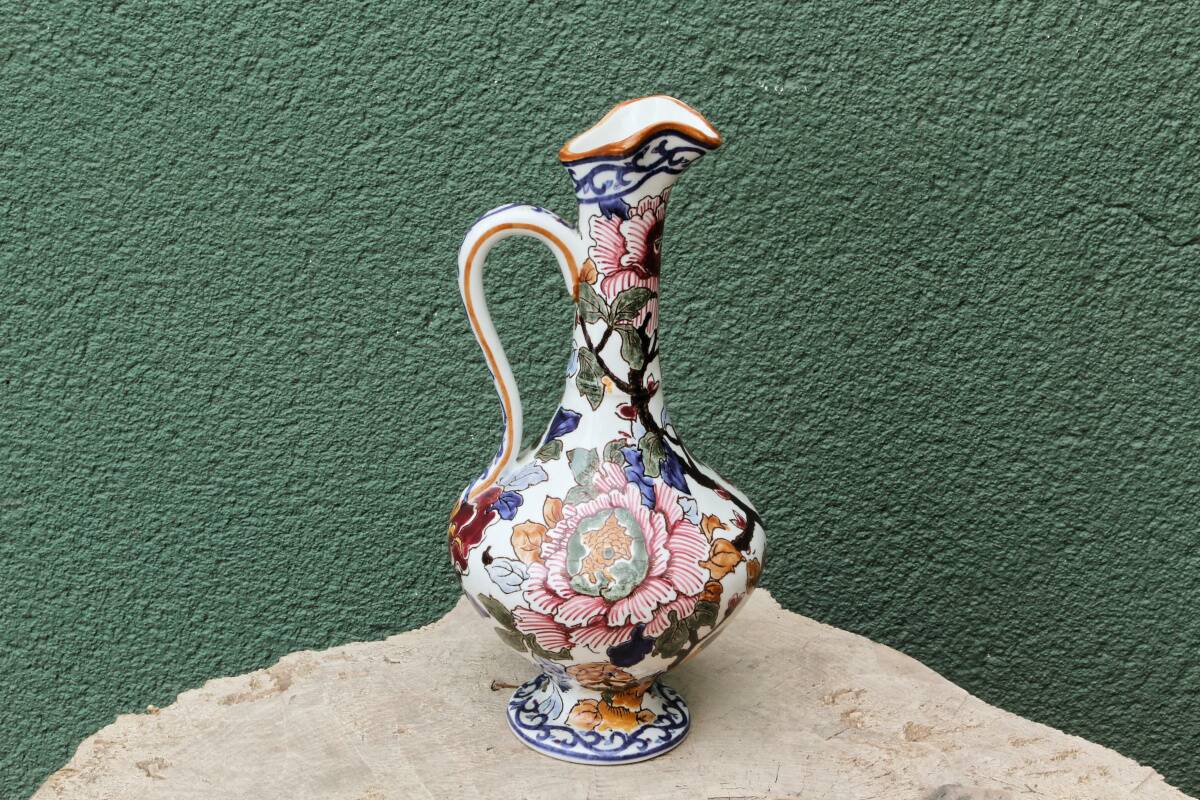 Gien earthenware jug, Peonies model