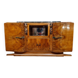 Curved Art Deco era row in light wood circa 1930-1940