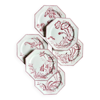 6 dessert plates in ironstone Clairefontaine, "Indiana" service.