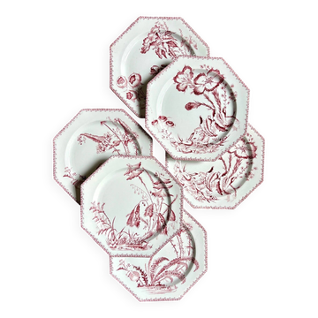 6 dessert plates in ironstone Clairefontaine, "Indiana" service.