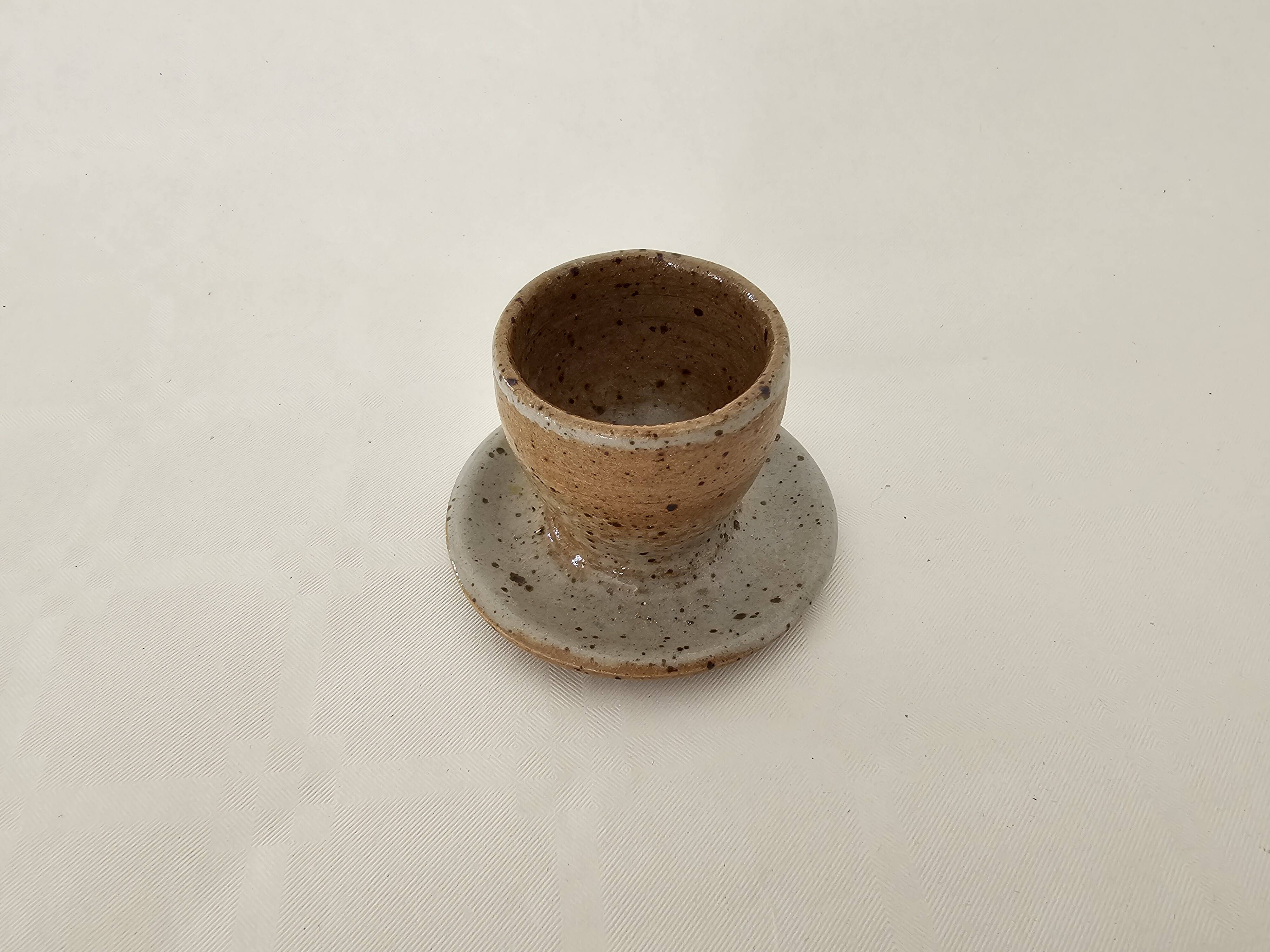 Ceramic egg cup signed Barges