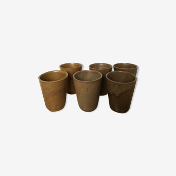 Lot 6 cups in earth-coloured stoneware