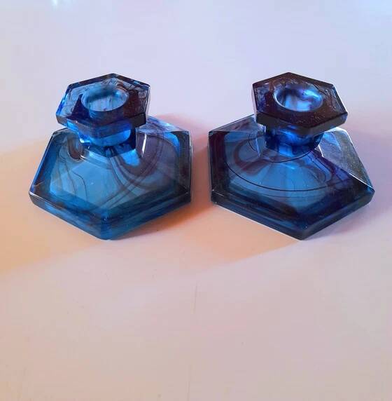 Bougeoirs Davidson Glass bleus