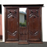 Large wooden coat rack 2 doors antique