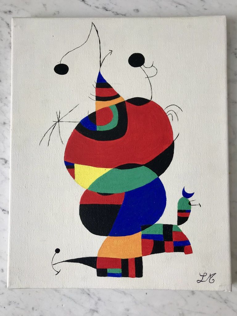 Oil painting on canvas surrealist woman, bird, star