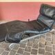 XDark brown leather chaise longue