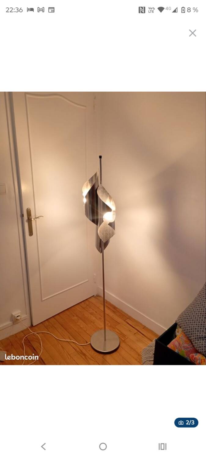 Space Age vintage floor lamp in chrome metal – 1970s
