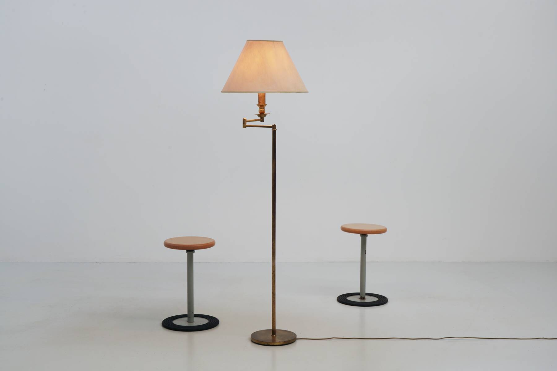 1980s patinated brass reading lamp