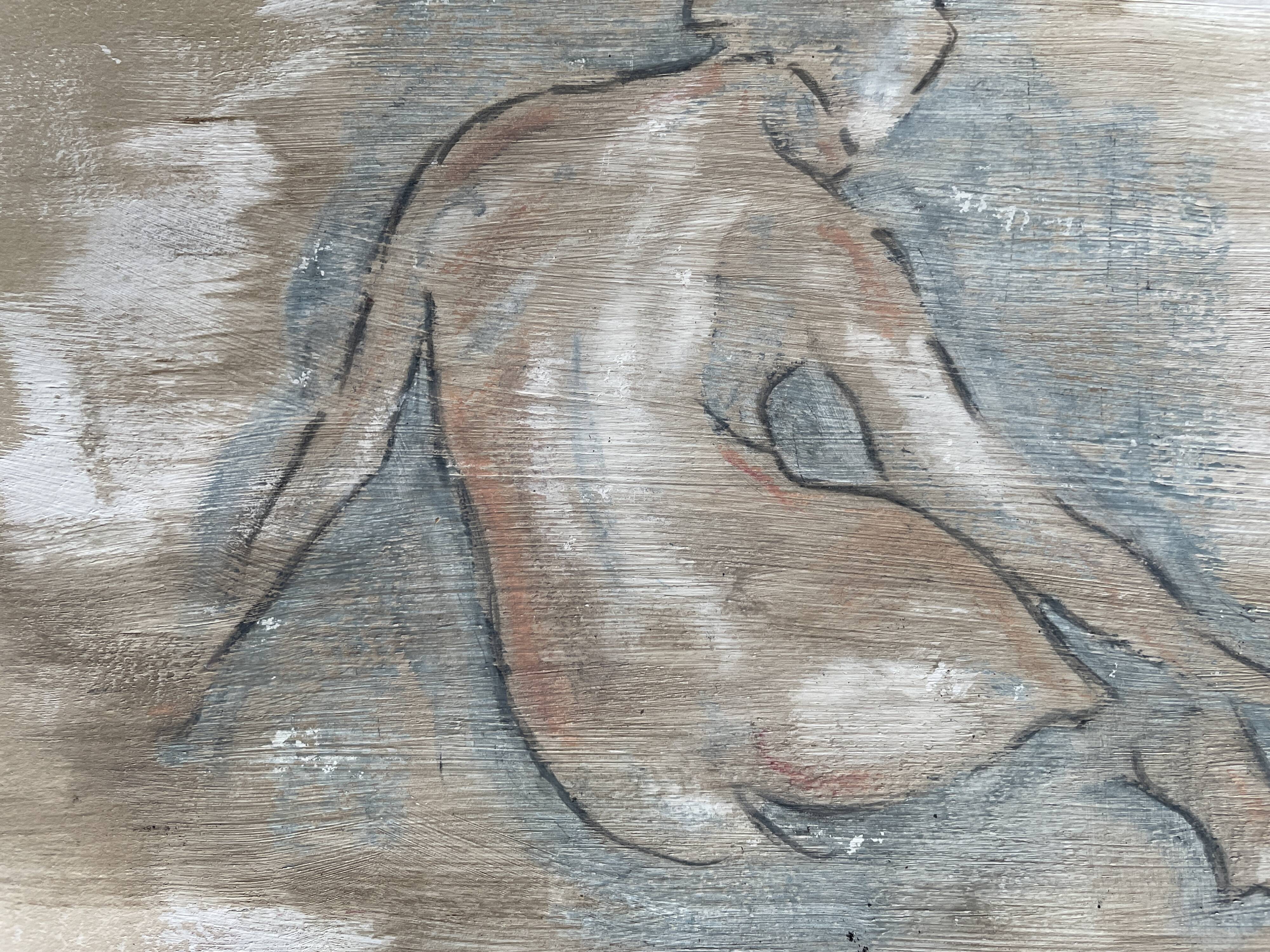 Charcoal painting on natural paper