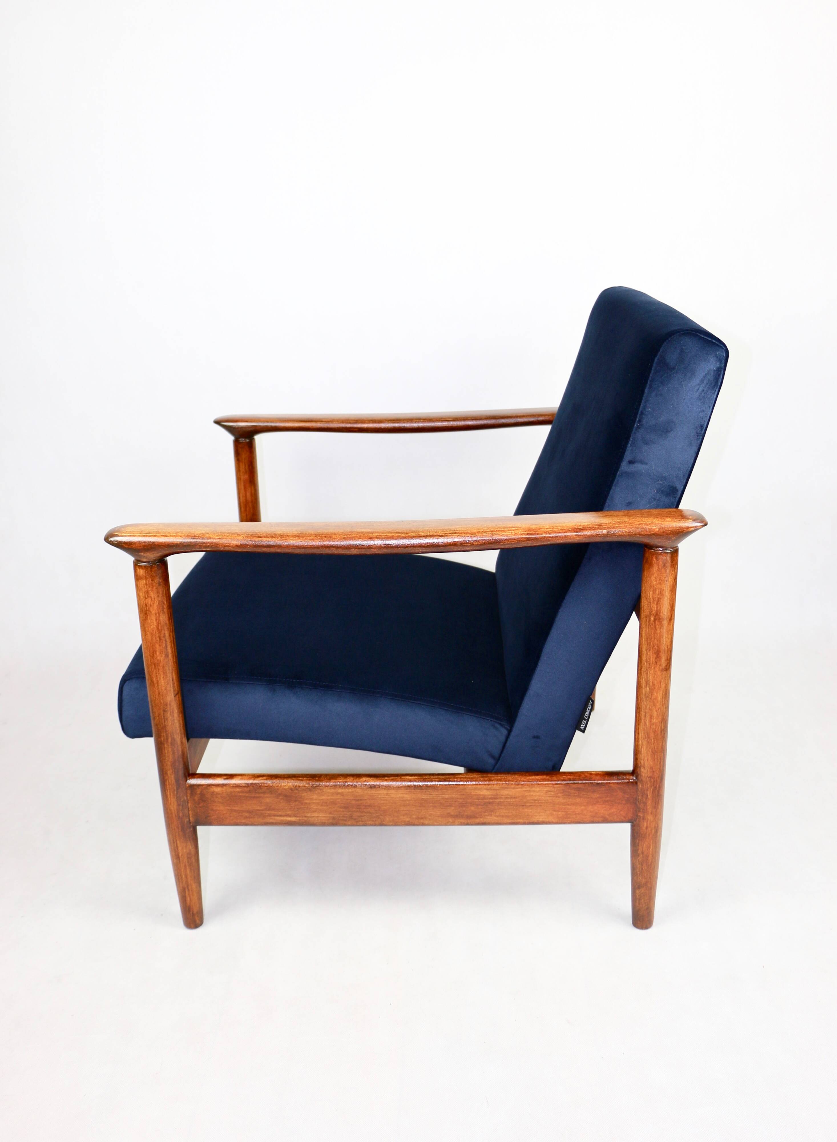 GFM-142 armchair, designed by Edmund Homa from the 70s, navy blue - 2 pieces available