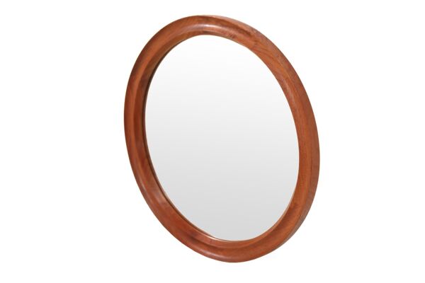 Miroir rond Pedersen et Hansen en teck