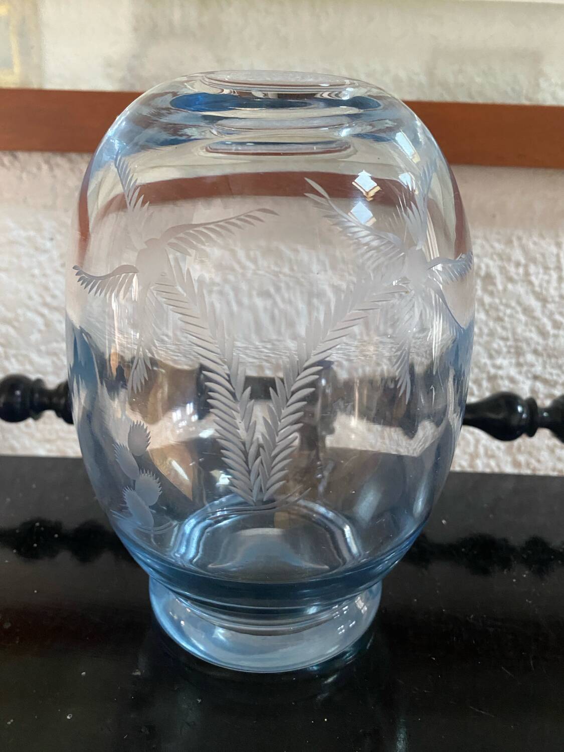Vintage engraved crystal vase