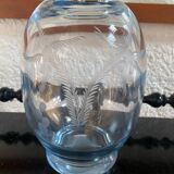 Vintage engraved crystal vase