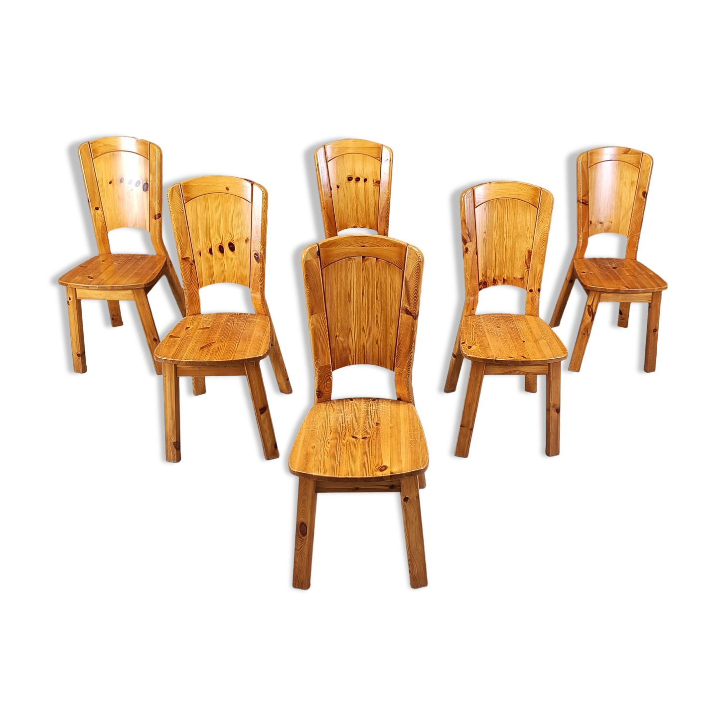 Chaises à repas vintage en pin - 1970