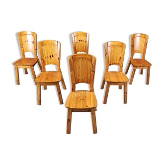 Chaises à repas vintage en pin - 1970