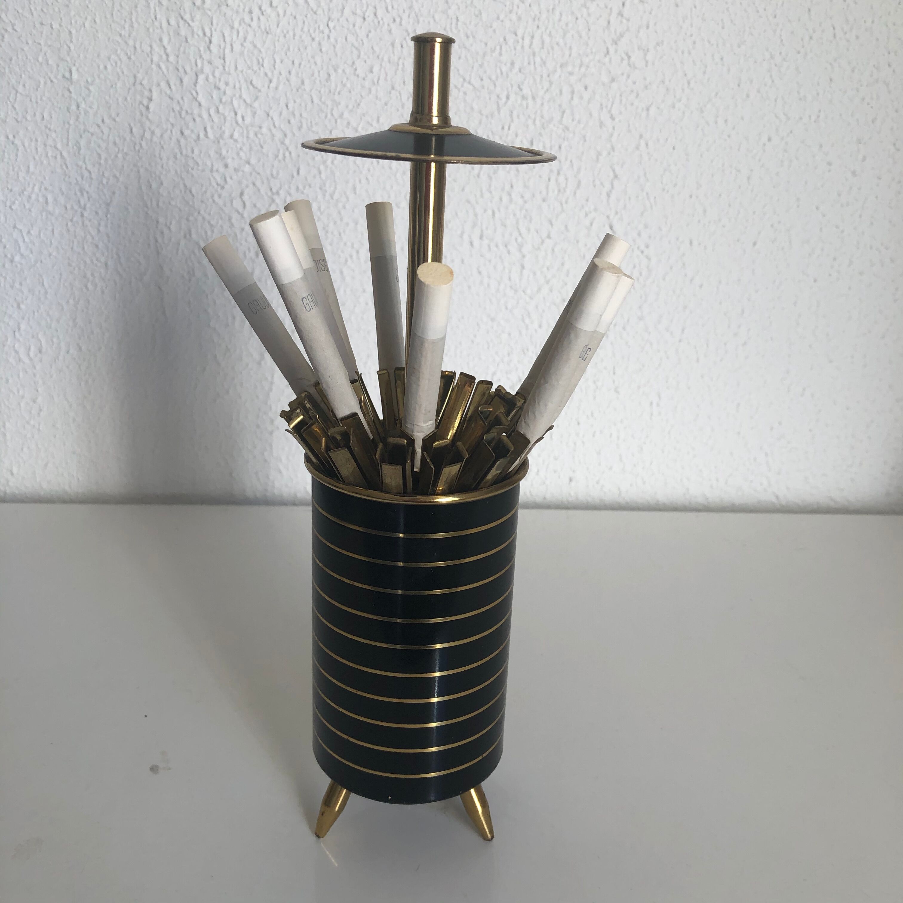 Tripod holders black golden box vintage 1960 - 14 x 8 cm