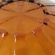 Large amber molded pressed glass dish