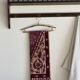 Antique wooden wall shelf with a turned gallery and 5 hooks L120 H40 D18