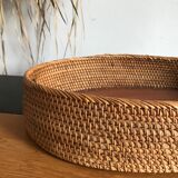 Rattan and wood tray