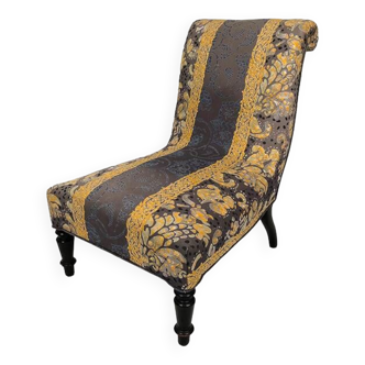 Low chair with moving backrest, blackened wooden legs. napoleon iii period