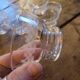 Set of 6 fine engraved glass cups from the 60s.