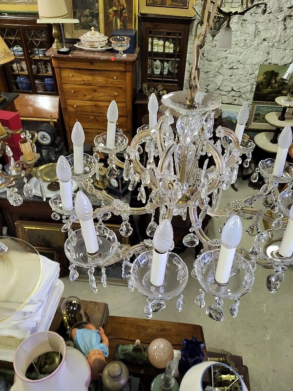 Lustre pampilles gaine de verre 12 ampoules