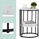 Relaxdays Side Table, 2 Marble Look Tabletops, Metal and MDF, H x D: 57 x 40 cm, for Living Room, White and Gold