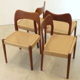 Set of 4 papercord dining chairs 'Logster' - Arne Hovmand Olsen