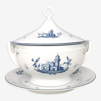Neoclassical Richard Ginori White and Blue Porcelain Serving Dish, Italy
