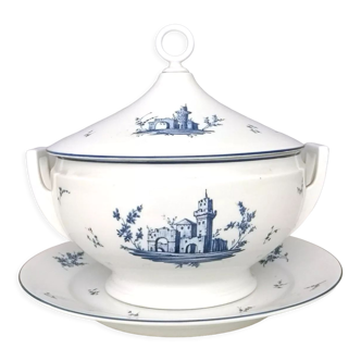 Neoclassical Richard Ginori White and Blue Porcelain Serving Dish, Italy