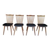 Lot de 4 Anciennes Chaises de Bistrot BAUMANN FRANCE 1960