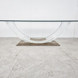 Lucite and brass arch coffee table, 1970