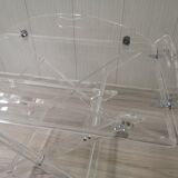 Table basse vintage en plexiglas avec plateau, années 1970