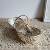 Woven silver-plated metal basket