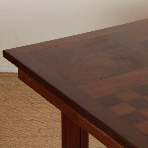 Wood and brass dining table, French craftsmanship, 1940.