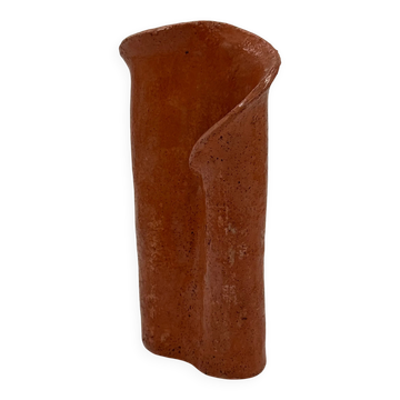 Sculptural ceramic vase from the workshop, double-spouted terracotta.