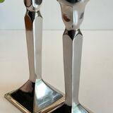 Pair of vintage cast aluminum candlesticks