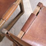 Pair of Riaza chairs in cognac leather by Paco Muñoz for Darro Gallery, Spain
