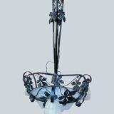Wrought iron and art deco glass chandelier - Degué Workshops