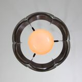 Vintage Italian Metal and Opaline Glass Pendant Lamp, 70s