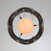 Vintage Italian Metal and Opaline Glass Pendant Lamp, 70s