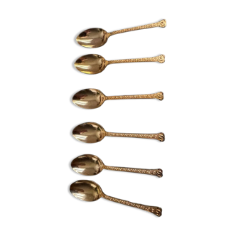 6 gold mocha spoons – Paola Paris – 1950s – Boxed set