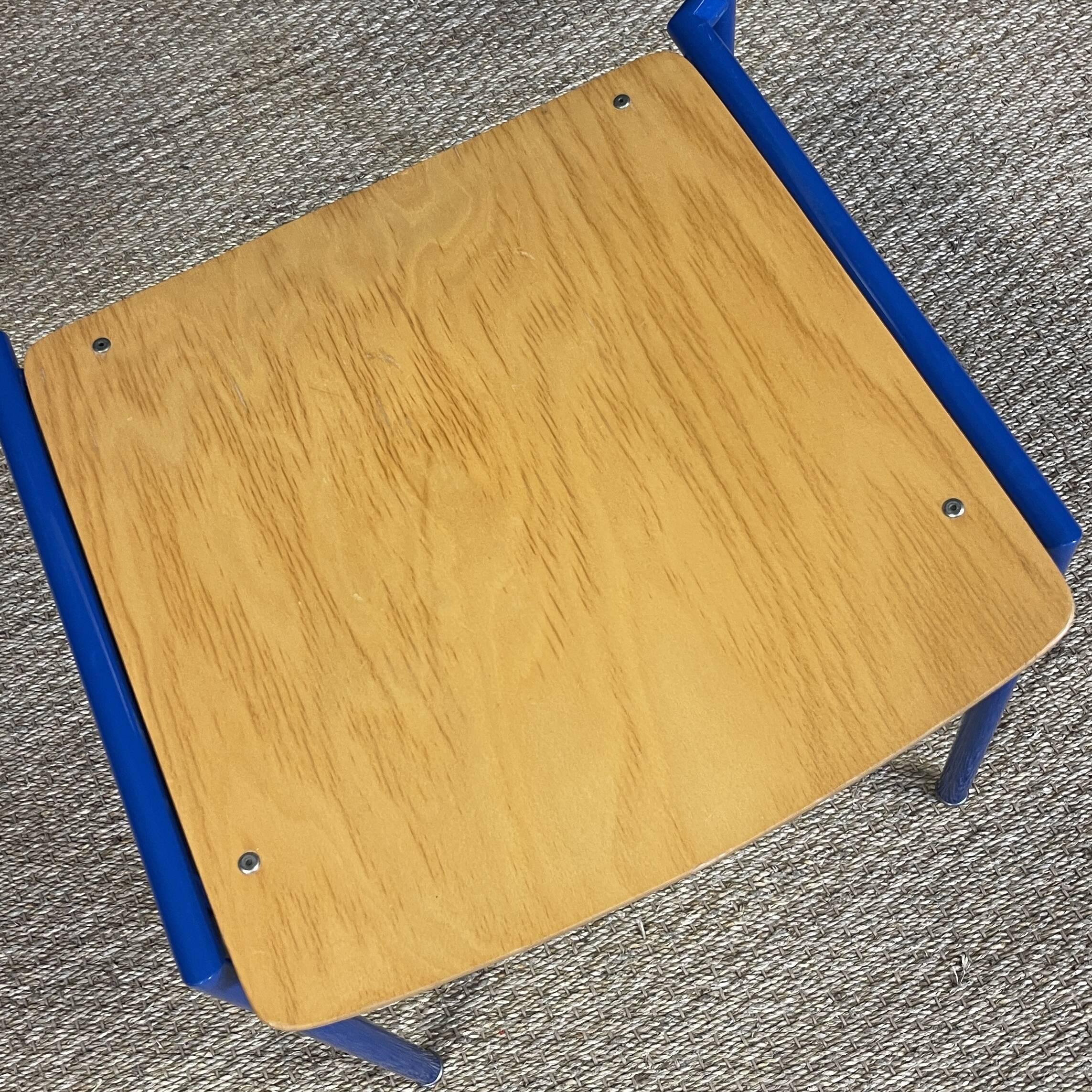 Gijs van der sluis wood chair blue majorelle legs netherlands 70s