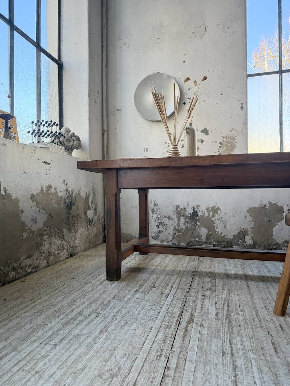 Rustic farmhouse table, solid oak, 2m